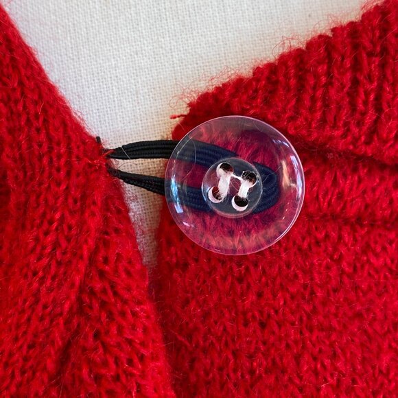 Adrienne Vittadini Wool Blend Cardigan Sz S Red Holiday Bling Asymmetric Party - Picture 9 of 12